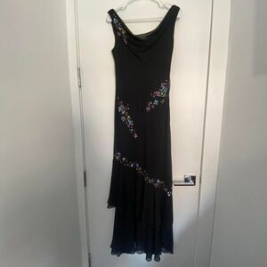 Alex Evenings Cowl Neck Black Beaded Dress